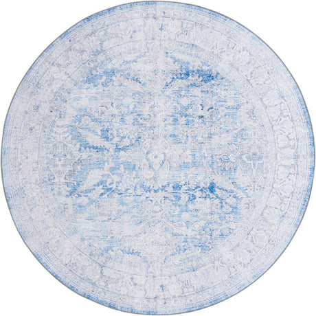 Blue 8' x 8' Timeless Washable Round Rug