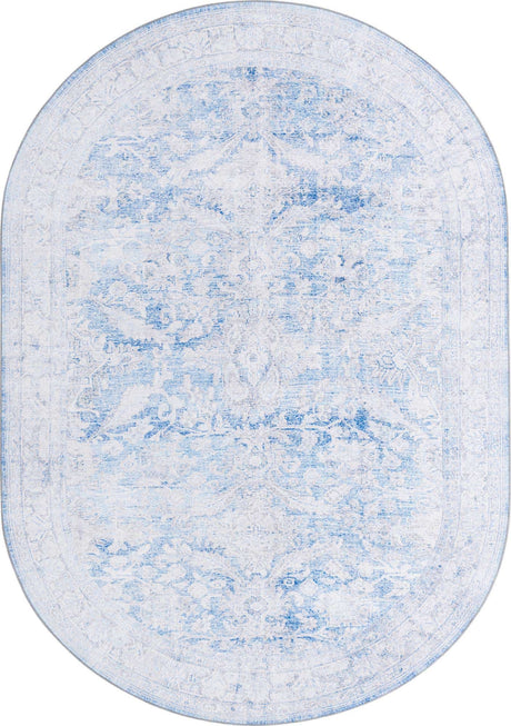 Blue 8' x 10' 6 Timeless Washable Oval Rug