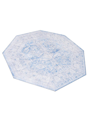 Blue 8' x 8' Timeless Washable Octagon Rug