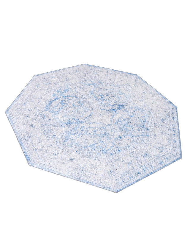 Blue 8' x 8' Timeless Washable Octagon Rug