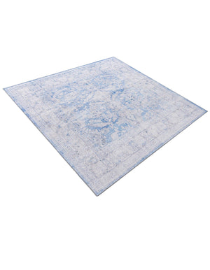 Blue 8' x 8' Timeless Washable Square Rug