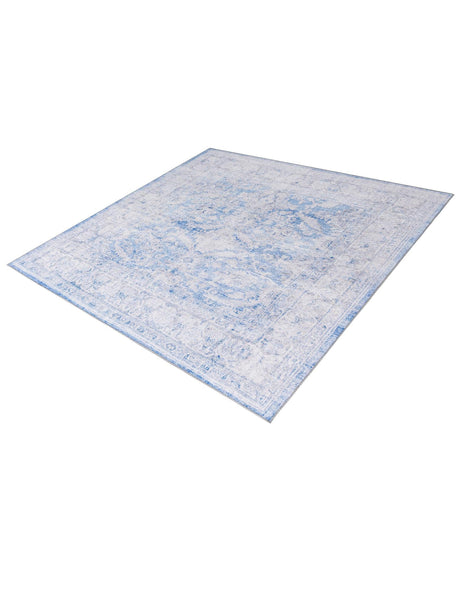 Washable Blue 7' 6 x 7' 6 Timeless Square Area Rug Easy to Clean Stain Resistant & Durable Traditional Classic Vintage Design Carpet for Sale at Rug Engine