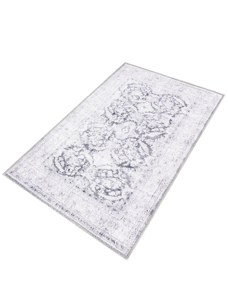 Washable Charcoal 2' x 3' Timeless Rectangle Area Rug Easy to Clean Stain Resistant & Durable Traditional Classic Vintage Design Carpet for Sale at Rug Engine