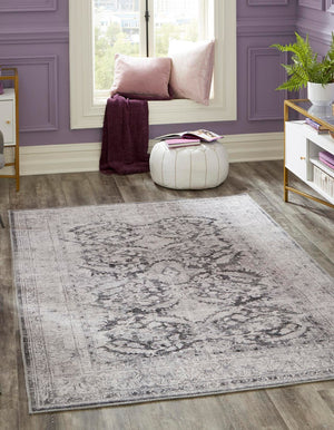 Washable Charcoal 7' 6 x 10' 6 Timeless Rectangle Area Rug Easy to Clean Stain Resistant & Durable Traditional Classic Vintage Design Carpet for Sale at Rug Engine