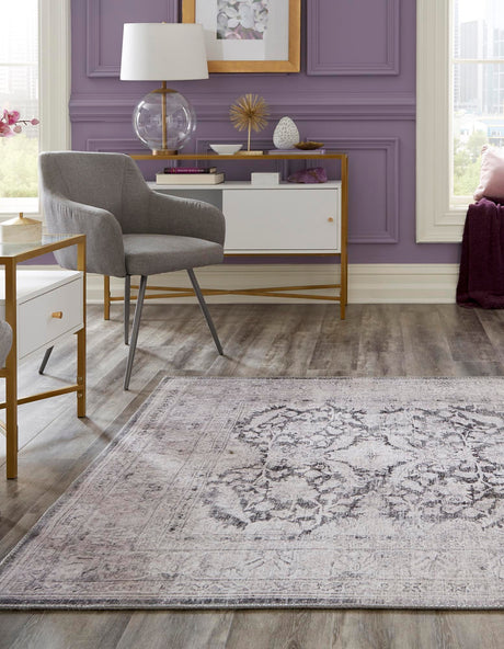 Washable Charcoal 5' x 8' Timeless Rectangle Area Rug Easy to Clean Stain Resistant & Durable Traditional Classic Vintage Design Carpet for Sale at Rug Engine