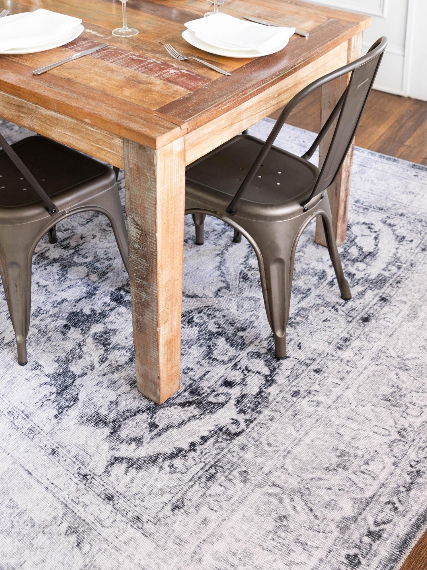 Washable Charcoal 3' 6 x 5' 6 Timeless Rectangle Area Rug Easy to Clean Stain Resistant & Durable Traditional Classic Vintage Design Carpet for Sale at Rug Engine