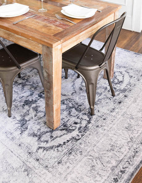 Washable Charcoal 7' 6 x 10' 6 Timeless Rectangle Area Rug Easy to Clean Stain Resistant & Durable Traditional Classic Vintage Design Carpet for Sale at Rug Engine