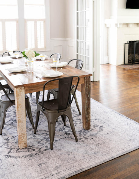 Washable Charcoal 7' 6 x 10' 6 Timeless Rectangle Area Rug Easy to Clean Stain Resistant & Durable Traditional Classic Vintage Design Carpet for Sale at Rug Engine