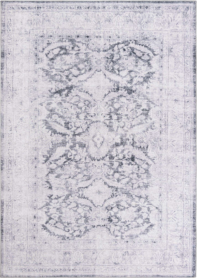 Washable Charcoal 7' 6 x 10' 6 Timeless Rectangle Area Rug Easy to Clean Stain Resistant & Durable Traditional Classic Vintage Design Carpet for Sale at Rug Engine