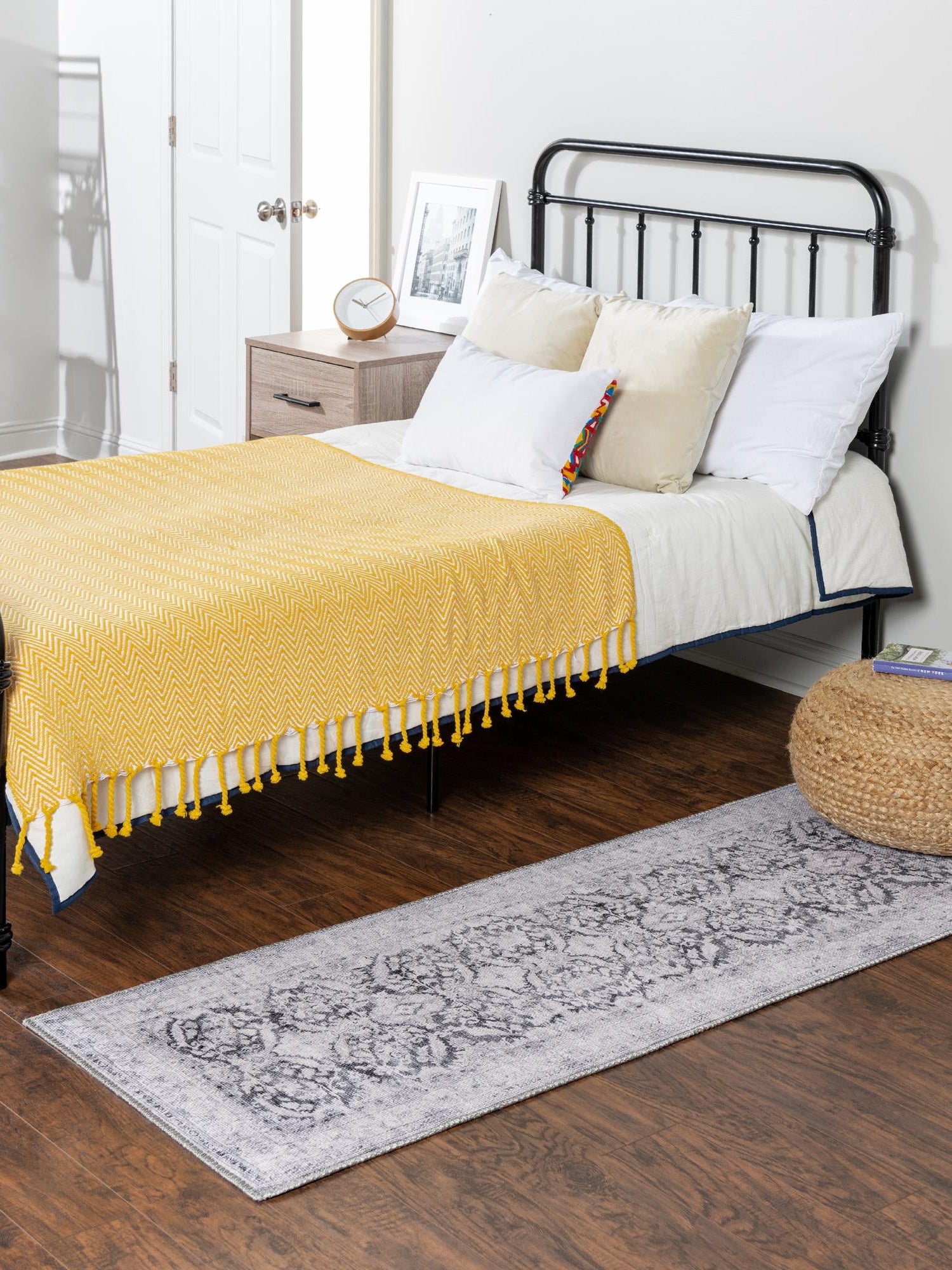 Washable Charcoal 2' x 6' Timeless Runner Area Rug Easy to Clean Stain Resistant & Durable Traditional Classic Vintage Design Carpet for Sale at Rug Engine