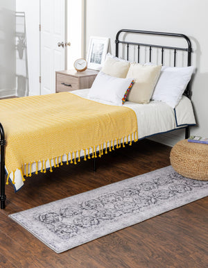 Washable Charcoal 2' x 6' Timeless Runner Area Rug Easy to Clean Stain Resistant & Durable Traditional Classic Vintage Design Carpet for Sale at Rug Engine