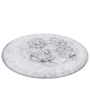Washable Charcoal 3' 6 x 3' 6 Timeless Round Area Rug Easy to Clean Stain Resistant & Durable Traditional Classic Vintage Design Carpet for Sale at Rug Engine
