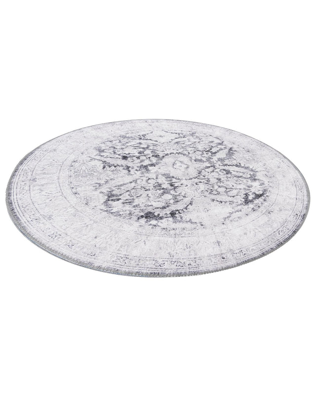 Washable Charcoal 3' 6 x 3' 6 Timeless Round Area Rug Easy to Clean Stain Resistant & Durable Traditional Classic Vintage Design Carpet for Sale at Rug Engine