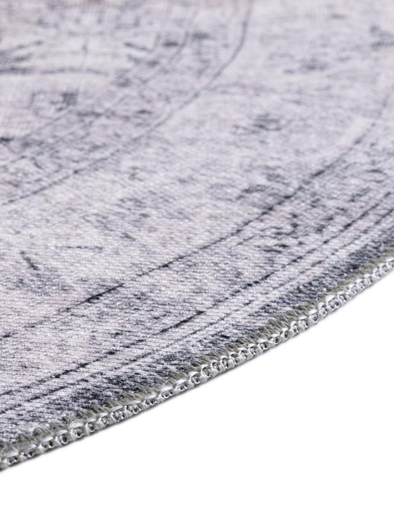 Washable Charcoal 7' 7 x 7' 7 Timeless Round Area Rug Easy to Clean Stain Resistant & Durable Traditional Classic Vintage Design Carpet for Sale at Rug Engine