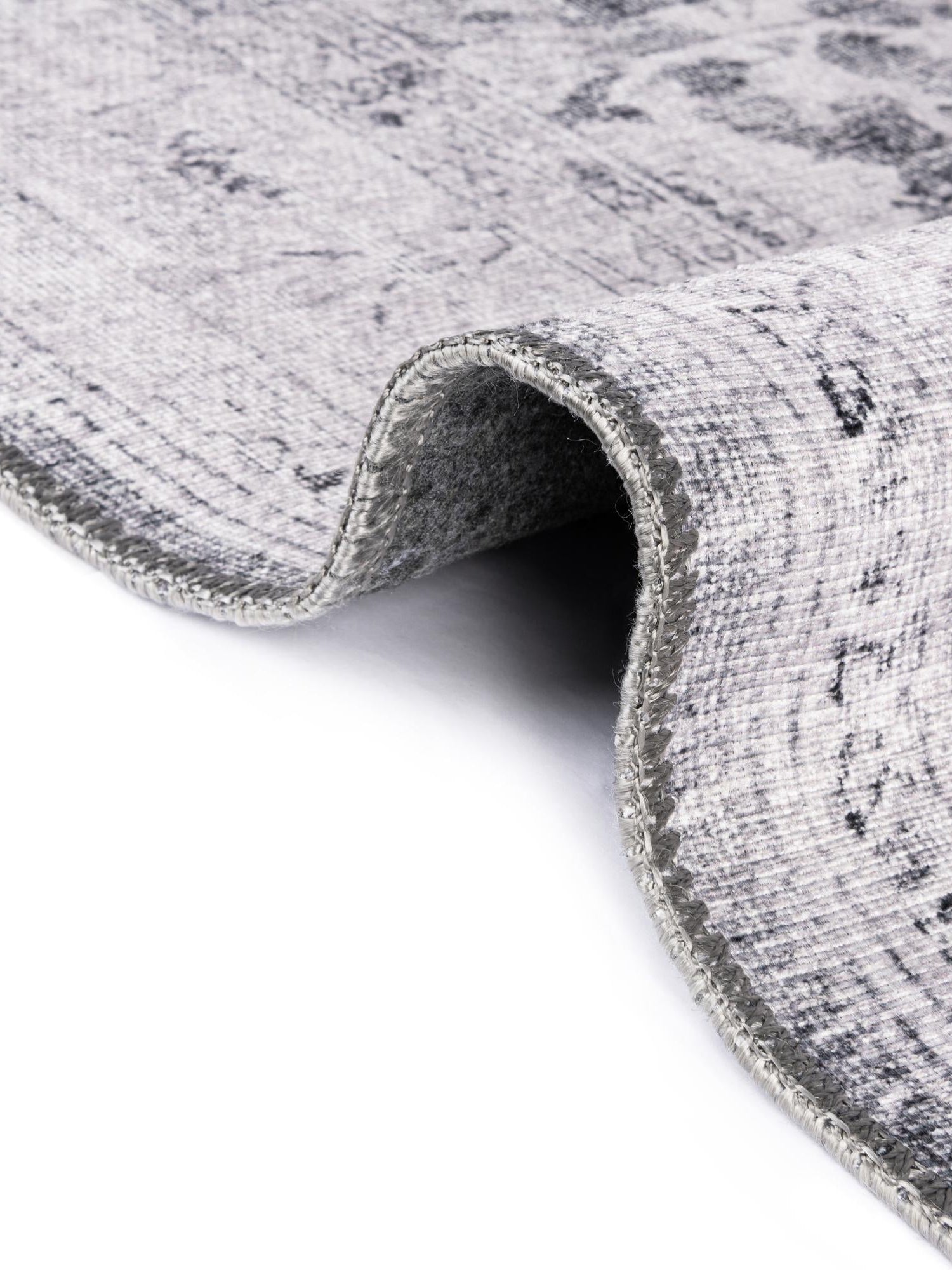 Washable Charcoal 5' x 5' Timeless Round Area Rug Easy to Clean Stain Resistant & Durable Traditional Classic Vintage Design Carpet for Sale at Rug Engine