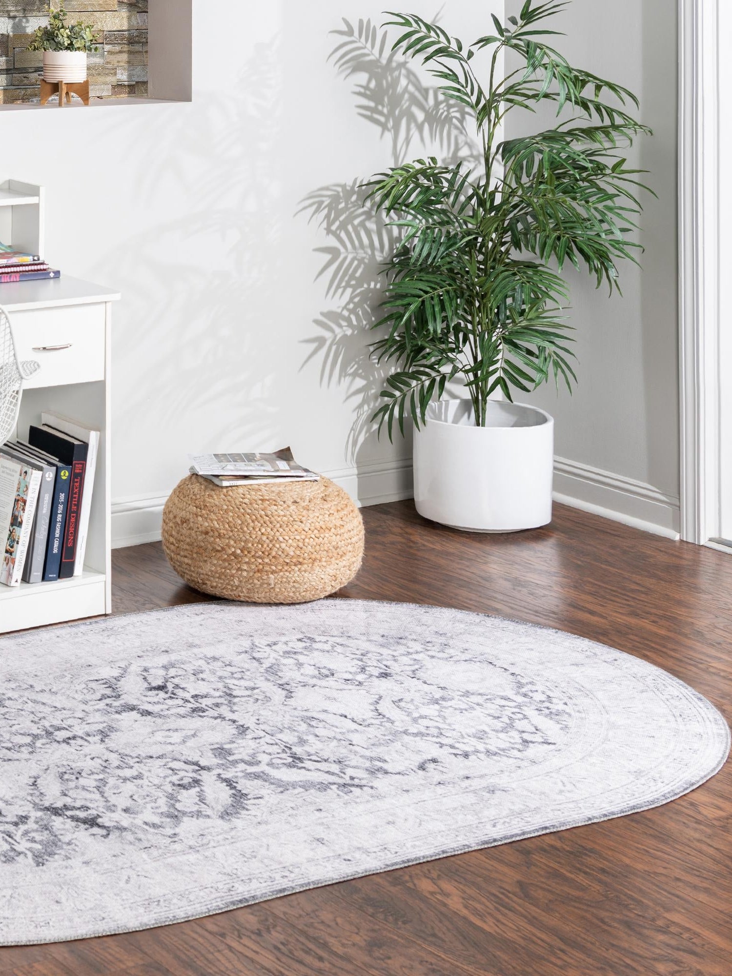 Washable Charcoal 7' 6 x 10' 6 Timeless Oval Area Rug Easy to Clean Stain Resistant & Durable Traditional Classic Vintage Design Carpet for Sale at Rug Engine