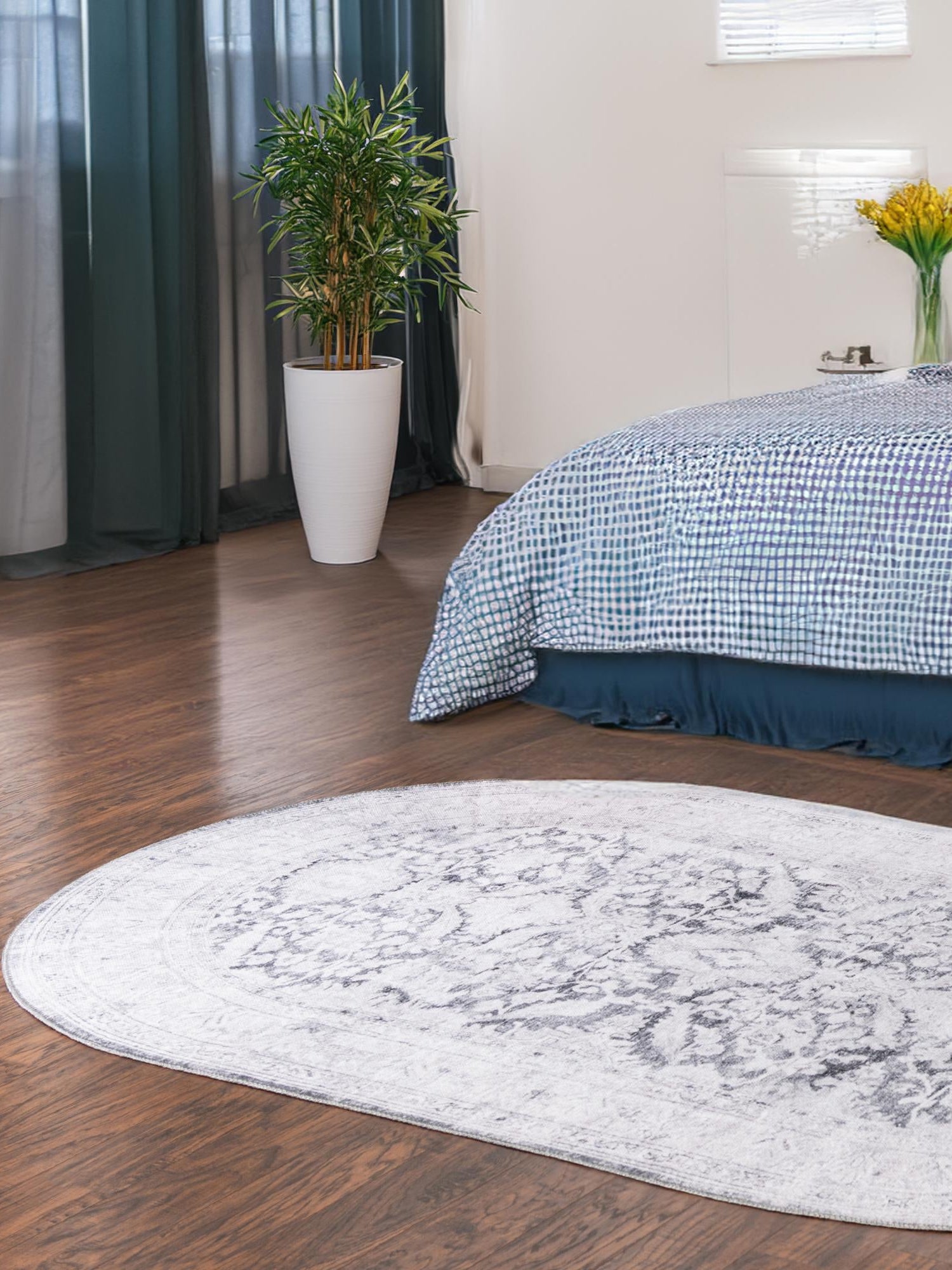 Washable Charcoal 2' x 3' 1 Timeless Oval Area Rug Easy to Clean Stain Resistant & Durable Traditional Classic Vintage Design Carpet for Sale at Rug Engine