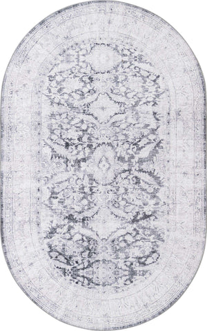 Charcoal 5' x 8' Timeless Washable Oval Rug