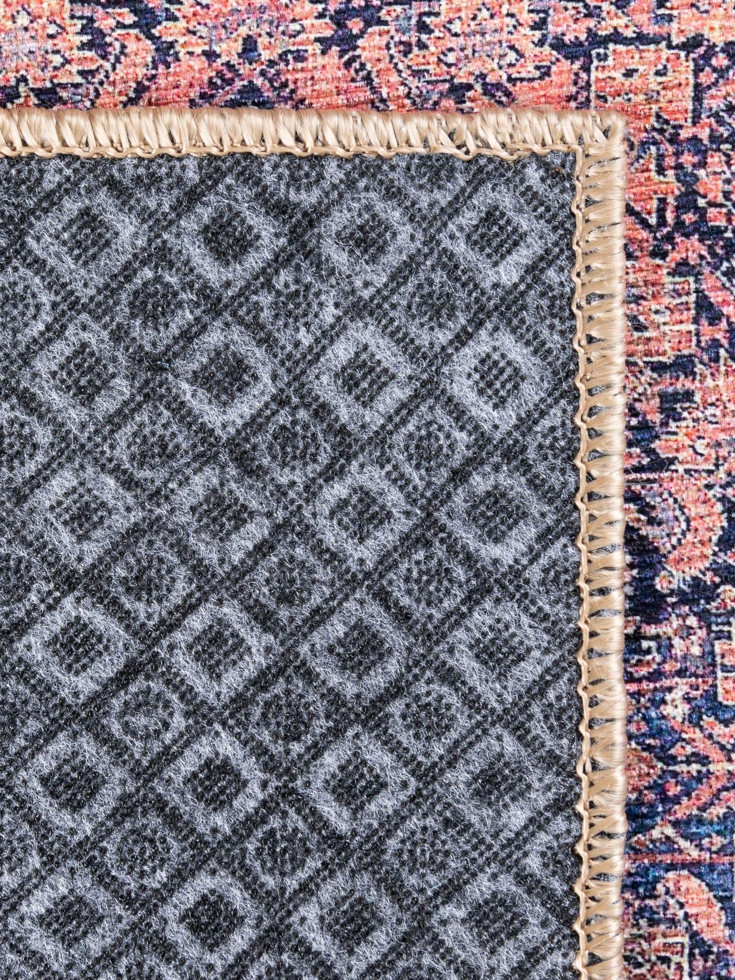 Washable Navy Blue 2' 6 x 12' Timeless Runner Area Rug Easy to Clean Stain Resistant & Durable Traditional Classic Vintage Design Carpet for Sale at Rug Engine