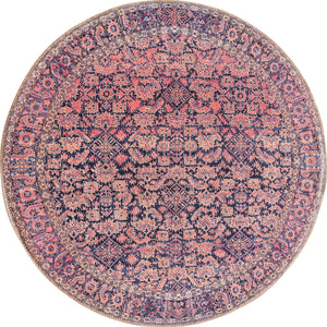 Navy Blue 4' x 4' Timeless Washable Round Rug