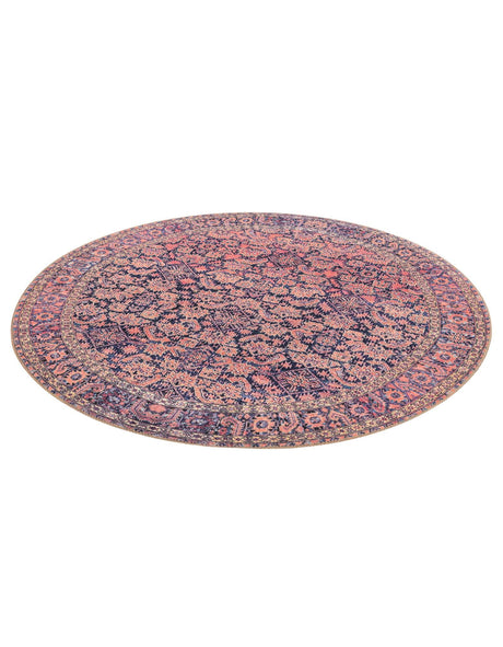 Washable Navy Blue 5' x 5' Timeless Round Area Rug Easy to Clean Stain Resistant & Durable Traditional Classic Vintage Design Carpet for Sale at Rug Engine