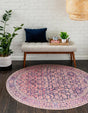 Navy Blue 4' x 4' Timeless Washable Round Rug