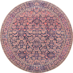 Navy Blue 5' x 5' Timeless Washable Round Rug