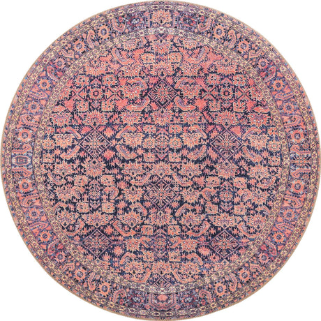 Navy Blue 5' x 5' Timeless Washable Round Rug