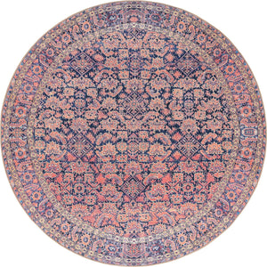 Navy Blue 8' x 8' Timeless Washable Round Rug
