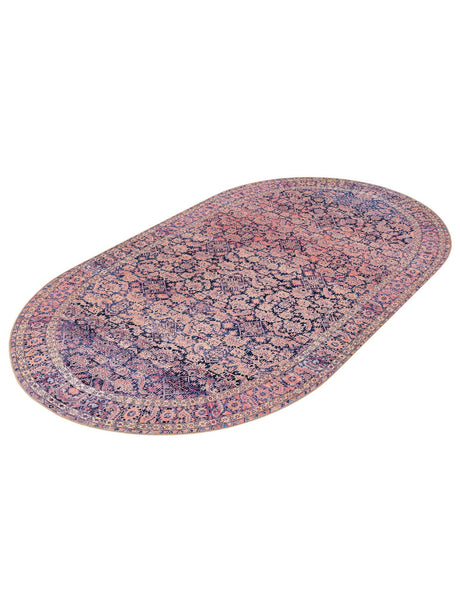 Washable Navy Blue 7' 6 x 10' 6 Timeless Oval Area Rug Easy to Clean Stain Resistant & Durable Traditional Classic Vintage Design Carpet for Sale at Rug Engine