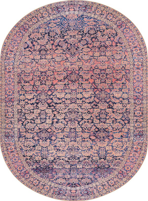 Navy Blue 8' x 10' 6 Timeless Washable Oval Rug