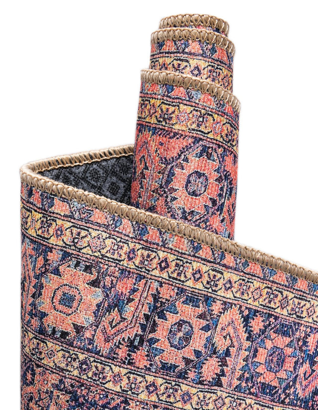 Washable Navy Blue 7' 6 x 7' 6 Timeless Octagon Area Rug Easy to Clean Stain Resistant & Durable Traditional Classic Vintage Design Carpet for Sale at Rug Engine