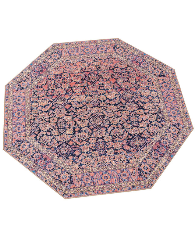 Washable Navy Blue 7' 6 x 7' 6 Timeless Octagon Area Rug Easy to Clean Stain Resistant & Durable Traditional Classic Vintage Design Carpet for Sale at Rug Engine