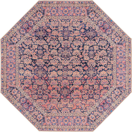Navy Blue 8' x 8' Timeless Washable Octagon Rug