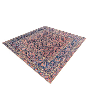 Washable Navy Blue 7' 6 x 7' 6 Timeless Square Area Rug Easy to Clean Stain Resistant & Durable Traditional Classic Vintage Design Carpet for Sale at Rug Engine