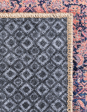 Washable Navy Blue 7' 6 x 7' 6 Timeless Square Area Rug Easy to Clean Stain Resistant & Durable Traditional Classic Vintage Design Carpet for Sale at Rug Engine
