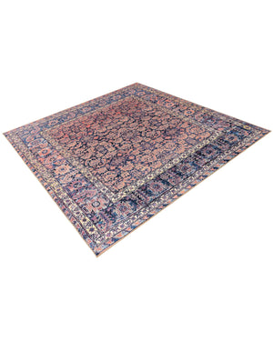 Washable Navy Blue 7' 6 x 7' 6 Timeless Square Area Rug Easy to Clean Stain Resistant & Durable Traditional Classic Vintage Design Carpet for Sale at Rug Engine
