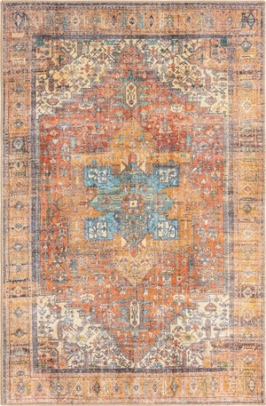 Rust Red 4' x 6' Timeless Washable Rectangle Rug