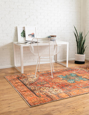 Washable Rust Red 2' x 3' Timeless Rectangle Area Rug Easy to Clean Stain Resistant & Durable Traditional Classic Vintage Design Carpet for Sale at Rug Engine