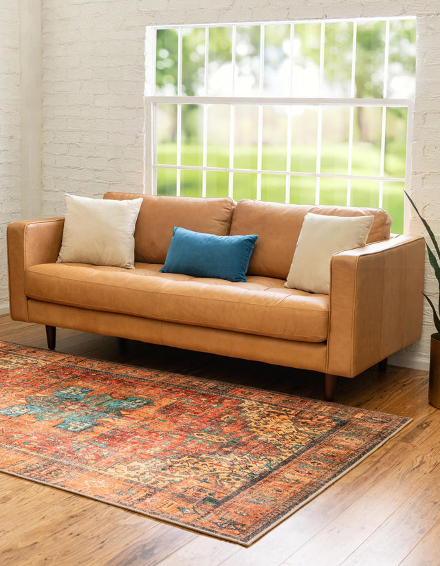 Washable Rust Red 2' x 3' Timeless Rectangle Area Rug Easy to Clean Stain Resistant & Durable Traditional Classic Vintage Design Carpet for Sale at Rug Engine