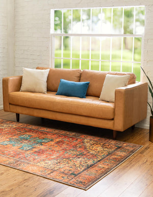 Washable Rust Red 9' 5 x 13' 1 Timeless Rectangle Area Rug Easy to Clean Stain Resistant & Durable Traditional Classic Vintage Design Carpet for Sale at Rug Engine