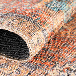 Washable Rust Red 7' 10 x 10' Timeless Rectangle Area Rug Easy to Clean Stain Resistant & Durable Traditional Classic Vintage Design Carpet for Sale at Rug Engine