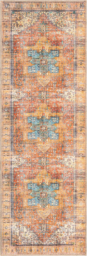 Rust Red 2' x 6' Timeless Washable Runner Rug