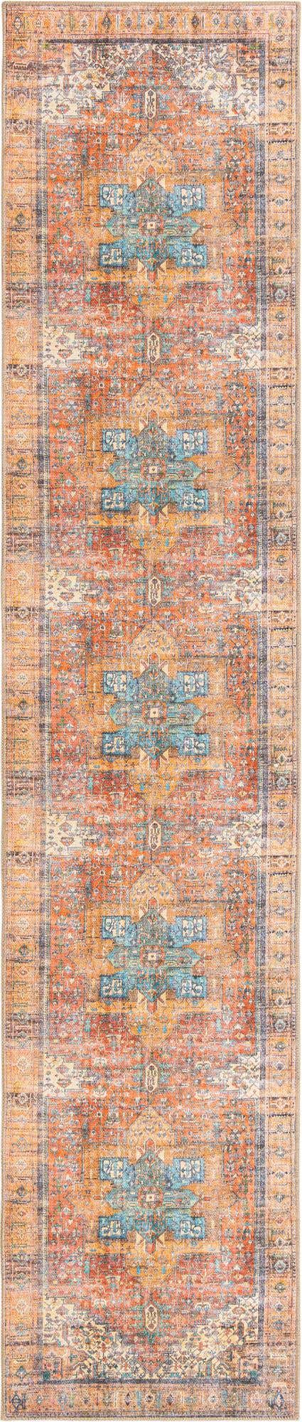 Rust Red 2' 6 x 12' Timeless Washable Runner Rug