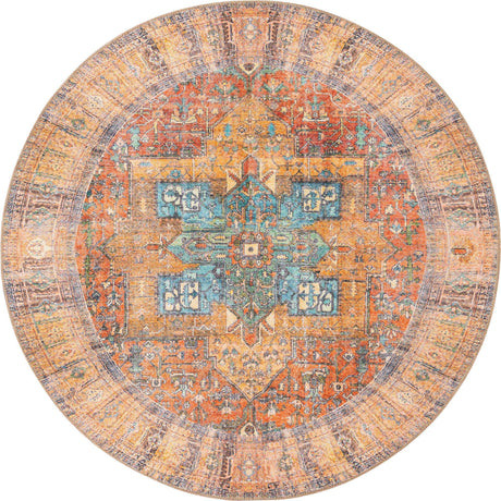 Rust Red 4' x 4' Timeless Washable Round Rug