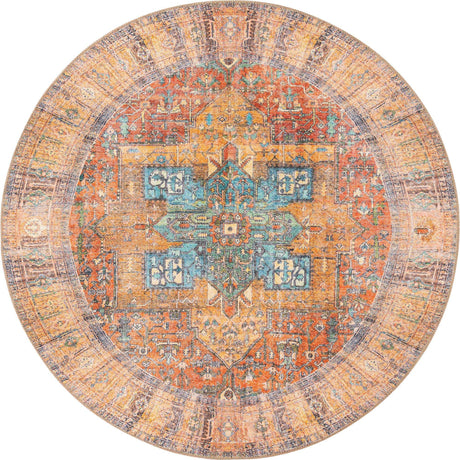 Rust Red 5' x 5' Timeless Washable Round Rug