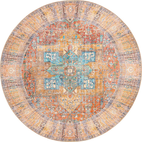 Rust Red 8' x 8' Timeless Washable Round Rug