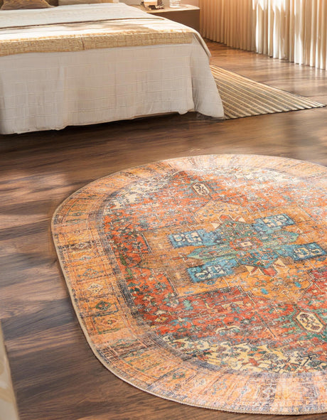 Washable Rust Red 2' x 3' 1 Timeless Oval Area Rug Easy to Clean Stain Resistant & Durable Traditional Classic Vintage Design Carpet for Sale at Rug Engine
