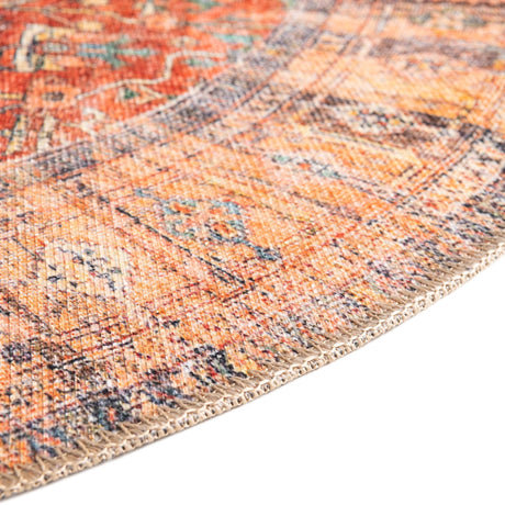 Washable Rust Red 4' 1 x 6' 1 Timeless Oval Area Rug Easy to Clean Stain Resistant & Durable Traditional Classic Vintage Design Carpet for Sale at Rug Engine