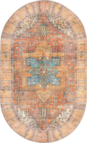 Rust Red 5' x 8' Timeless Washable Oval Rug